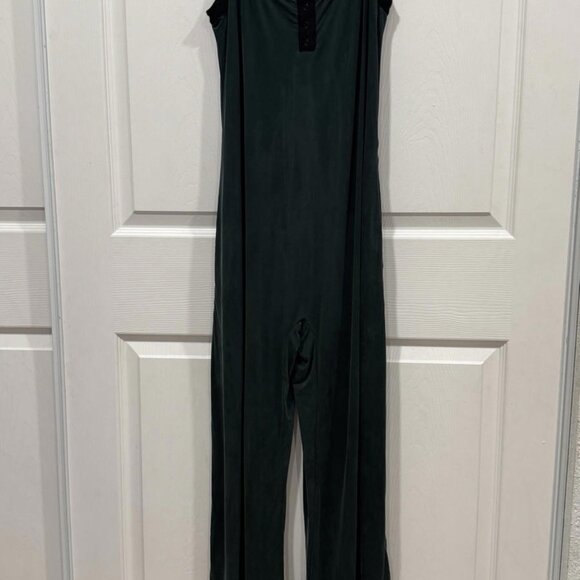 Summersalt The 24 Hour Jumpsuuit Sz S Forest Green Black Trim Vegan Silk $98 - Picture 4 of 11